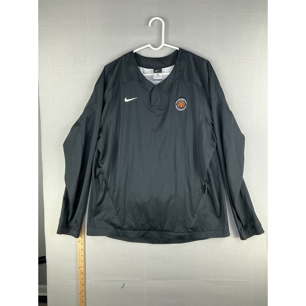 Nike Dri-FIT Basketball Pullover Windbreaker Black Size L Zip Pockets 708188-010